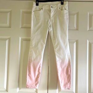 🌹BOGO of Lower 🌹DKNY Off-White with Pink Dip-Dye Stretch Mid-rise Jeans Size S